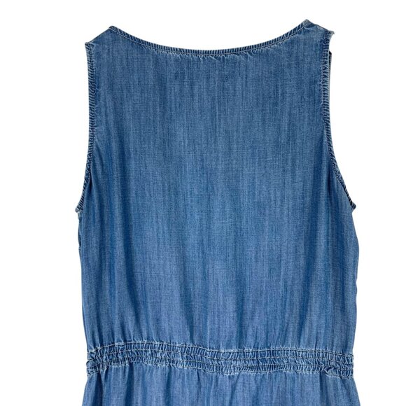 sleeveless Denim Dress - Medium Blue tie waist rounded hem sz small MAVI - Picture 11 of 16